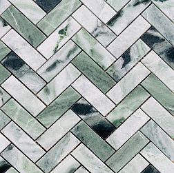 Caramelle Pietrine 7 мм Onice Verde Oliva Fish Зеленая Полированная Мозаика 28,2х31,7 (2,3х7,3) см