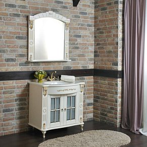 Мебель для ванны Атолл Александрия 85К дорато патина золото с радиусным фасадом