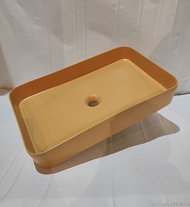 White Ceramic Blade, накладная прямоугольная раковина 65x40x11,5h см, оранжевый матовый