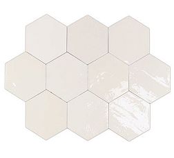 Керамическая плитка Wow Zellige Hexa 122078 White Белая Глазурованная Настенная плитка 10,8х12,4 см