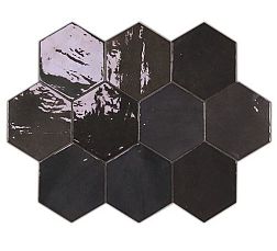 Керамическая плитка Wow Zellige Hexa 122087 Graphite Черная Глазурованная Настенная плитка 10,8х12,4 см