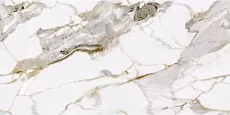 Керамическая плитка Zibo Fusure Gold Ink White G126016G Белый Полированный Керамогранит 60x120 см