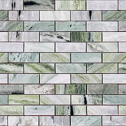 Caramelle Pietrine 7 мм Onice Verde Oliva Зеленая Полированная Мозаика 29,8х29,8 (2,3х7,3) см