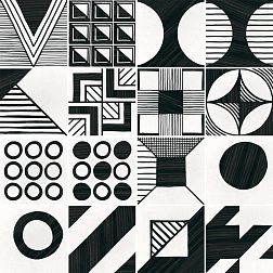 Керамическая плитка Equipe Caprice Deco 22105 Patchwork B&W Керамогранит 20x20 см