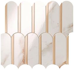 Керамическая плитка Fap Ceramiche Roma Gold Calacatta Oro - Onice Miele Archs Микс Полированная Мозаика 28,2х31см