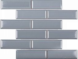 Керамическая плитка Starmosaic Homework Brick & Metro Bluish-Grey Glossy (KM41843) Серая Глянцевая Мозаика 28,7х29,5 (4,5х14,5)