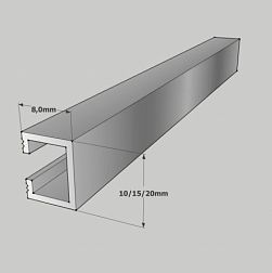 Керамическая плитка Butech Pro-Telo Recto Aluminio Alto Brillo B72141318 Профиль настенный металл. 0,8х10х250 см