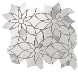 Керамическая плитка Fap Ceramiche Roma Gold Carrara Superiore Daisy Slash Белая Полированная Мозаика 29х31,9см