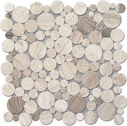 Керамическая плитка Tubadzin Mozaiki Drops stone grey circle Мозаика 30,5х30,5 см
