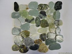 Sekitei Каменная мозаика MS-WB1 Мрамор бело-зелено-серый круглый 32х32 см