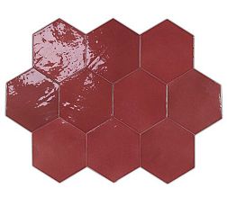 Керамическая плитка Wow Zellige Hexa 122084 Wine Красная Глазурованная Настенная плитка 10,8х12,4 см