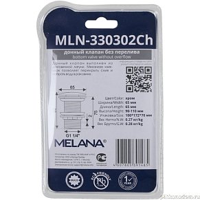 Донный клапан без перелива (хром) MLN-330302CH в блистере