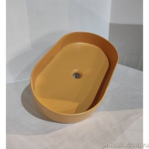 White Ceramic Blade, накладная овальная раковина 60x36x12h см, оранжевый матовый