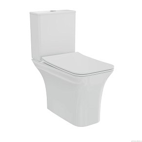 Унитаз-компакт безободковый Creto Cer C2 1002-002Cer-C2W с быстросъёмной крышкой-сиденьем микролифт Slim (арматура Geberit)