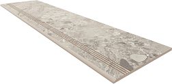 Керамическая плитка Ametis Oceanmist OM01 Light Grey Серая Матовая Ступень 33x120 см