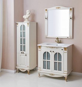 Мебель для ванны Атолл Венеция 90 белая патина золото