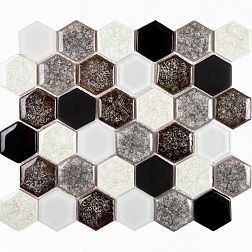 Керамическая плитка Imagine Mosaic Мозаика из керамики Esagono Misto Griggio 24,5х28,5 (4,4х5) см