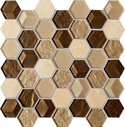 Керамическая плитка Tubadzin Mozaiki Drops stone brown hex Мозаика 29,8х30 см
