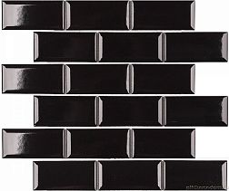 Керамическая плитка Starmosaic Homework Brick & Metro Black Glossy (AM84445) Черная Глянцевая Мозаика 28,8х29,4 (4,5х9,5)