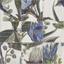 Керамическая плитка Mainzu Murales Decor Mural Blu Leaves Микс Матовый Керамогранит 20x20 см