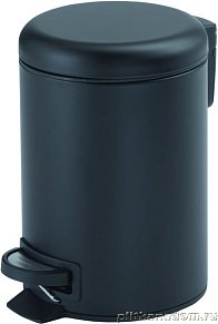 Gedy Potty, круглый контейнер для мусора с педалью (5 л.), крышка soft close, черный матовый, 3309(14)