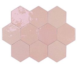 Керамическая плитка Wow Zellige Hexa 122082 Pink Розовая Глазурованная Настенная плитка 10,8х12,4 см