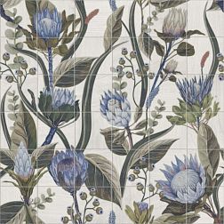 Керамическая плитка Mainzu Murales Mural Blue Leaves Микс Матовое Панно 120x120 (компл. 36шт. 20x20) см