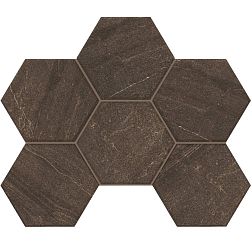 Керамическая плитка Estima Gabbro GB 04 Brown Коричневая Неполированная Hexagon Мозаика 25х28,5 см