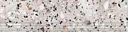 Керамическая плитка ProGRES Evia Terrazzo Серая Матовая Ступень 30x120 см