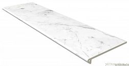 Керамическая плитка Gres de Aragon Marble Carrara Blanco Liso Peldano Redondo Белая Матовая Ступень 33x120 см