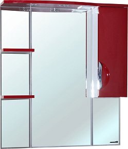 Bellezza Лагуна-85 Зеркало-шкаф Красный, встроенный светильник, правый
