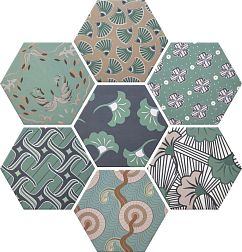 Керамическая плитка Cevica Good Vibes Mix Deco Hex. Керамогранит 15х15 см