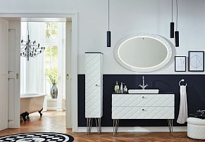 Комплект мебели Puris Diamond Line с раковиной из минерального литья, 90, белый диамант